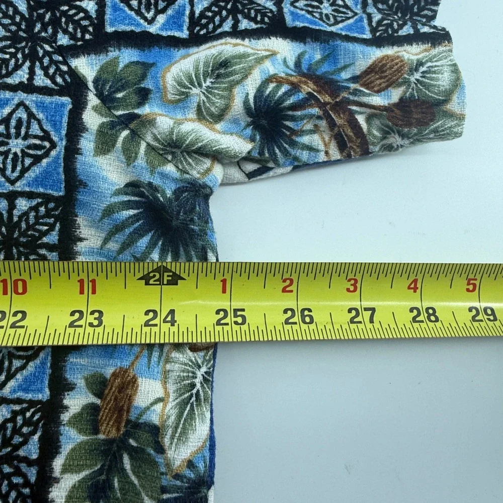 RJC Hawaiian Shirt Mens XL Blue White Hibiscus Surfboard Made in Hawaii USA